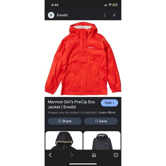 Marmot Unisex Youth pre cip Rain Jacket size L - Picture 2 of 10